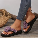 Slippers Women's Summer Fashion Wear Thick Bottom High And Cool Slippers Women's Beach Anti-Slip White Flowers And
