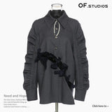 New Careful Machine Bow Knot Hollow Age Reduction Porch Fold Bubble Sleeve Top