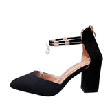 Sandals Women's Spring And Summer 2025 New Women's Shoes Coarse Shoes Korean Version Of The Sharp Head Of The Lady Pearl