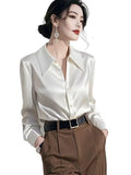 Light Luxury White Acetic Fascination Stender Shirt Woman 2025 New High-End Feel Chic Shirt