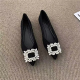 New Women's Water Drill Shoes Design Pointy Flat Bottom French Style Fashion Niche Single