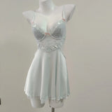 Process Embroidery Sexy Simulation Silk Pajamas 2025 New Spring And Autumn With Chest Cushions Of High-End Lace Sling