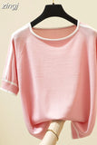 Mujer Short Sleeve 2023 Summer Blouse Thin Knitted Shirt Women Tops Woman Clothes Striped Fashion Shirt Femme