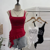 Tector-Mat T-Shirt With Bosom Tset T-Shirt With Irregular Sling Vest T-Shirt With Tsets