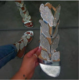 Bow Water Drill Flat-Soled Sandals Women 2025 Summer Hollow Roman