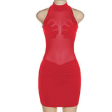 INS 2024 Summer New Women's Fashion Round-Neck Sleeveless Sexy Perspective Fit-Up