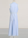 Design Long Dress 2025 Autumn And Winter New Sleeveless Collar Lace Hollow Waist Thin Dress Dress