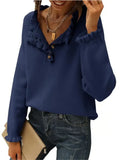 And Autumn 2025 New Women's Knitted Top Casual Long-Sleeved Button-Lace Cloth Cloth