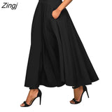 Women's Ladies Solid Color Bandage Pleated Cocktail Party High Waist Summer A Line Skirts With