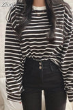 T-shirts Women Striped Top All-match Stylish Daily Lazy Simple Spring Autumn Long Sleeve Tees Korean Style Hot Sale