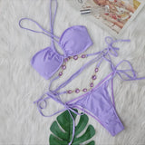Zingj Crystal Diamond Bikini Hanging Neck Cross Strap Split Body Women's Swimsuit Beach Vacation Swimsuit New