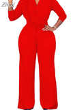 Color Women Jumpsuits For Autumn Long Sleeve Bandage Loose Fashion Streetwear Overalls Wide Leg Pants Trousers