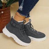 Winter High-Tide Big-Size Warm Hiking Shoes Women Thick Soles Plus Velvet Lace With Short-Bodied Snow