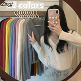 Colors Cropped Cardigan Women Knitwear Pure V-neck Spring Long Sleeve Elegant Casual Кардиган Женский Females Korean