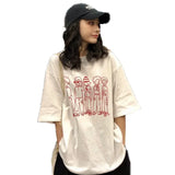 Zingj T-Shirt Female Loose Korean Version Joker Student College Style Top Fashion Bestie Wear 2024 Summer New