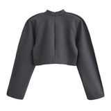 New Half-High Collar Fluffy Short Coat 1223451 High-Waisted Trousers