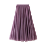 Long Yarn Skirt Half Dress Girl Autumn And Winter High Waist Long Net Yarn Skirt 100 Folding Skirt A Skirt Fairy Dress