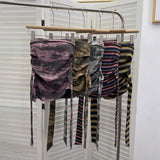 Shot Y2k With Chest Pads With Chest Pads To Wear Chest Vest Irregular Belt Strap Short Tie-Dye Letter Print Top