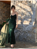 Women Sexy Sequin Strap Dresses 2025 Spring Summer Elegant Vintage Party Club Dress Korean Fashion One Piece Clothes 211-1-Outfit