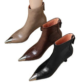 Pointed High Heel Boots Metal Head Gas Small Short Boots High Heels Short Boots Thighs Short Boots Tiring Boots Without Tired