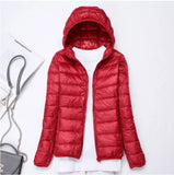 Autumn Winter New Super Light Female Light Hooded Down Jacket Light Female Slim To Add Large Size Light Coat Tide-Outfit