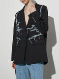Hipster Fall 2025 New Suit Collar Irregular Jeans Splicing Tassel Suit Jacket