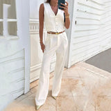 Zingj Summer Solid Color Button Design Slim Vest Vest Temperament Commuter Suit Female-Outfit