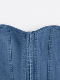 Tie Back Denim Bandeau Corset Top- Outfit