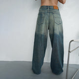 Street Style Low-Waist Gradient To Do Old Mop Jeans Women's Summer 2025 Trend With New
