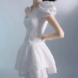 V-Neck Birthday French Maxi Dresses for Women Puff Sleeve Party Korean Dress Woman Corset Ladies Summer 2023