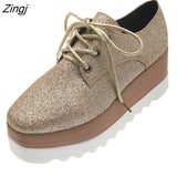 Spring New Women Flat Platform Shoes Slip on Moccains Ladies Casual Shoes Woman Thick Sole Brogue Creepers