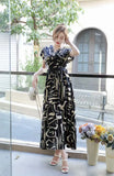 Light Luxury Retro Sleeveless V-Neck Print Dress Women's Summer Waists Thin Temperament Elegant Famous