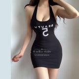 Hanging Neck Slings Women's Summer Dress Hottie Pure Lusty Temperament Thai Design Sense Thin Ass Short