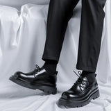 Zingj Shoes Men Low Bang Martin Boots Thick Platform Work Shoes British Couples Casual Cool Black Little Leather Shoes