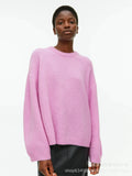 Soft-Gried Gray Sweater Woman 2025 Autumn And Winter Loose Thick Sheep Velvet Collar Knitted