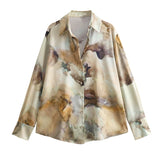Spring Tie-Dyed Satin Texture Shirt 6962025 Skirt