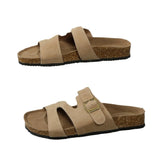 Large Imitation Cork Bottom Belt Buckle A Word Slippers Women Wear Hollow Thick Bottom Beach Cool