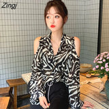 Shirts Women Summer Print Chiffon Bare Shoulder Chic Korean Style Thin Sun-proof New Stylish Womens Tops Breathable