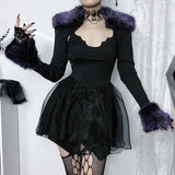 Sling Net Stitching Irregular Dress Women's 2024 Dark Wind New Fashion Slim