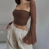 Zingj Autumn Women's Fashion Hot Girl Pure Desire Two-Piece Slim Strapless Vest Long Sleeve