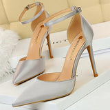 Shoes Hollow Out Woman Pumps High Heels Sexy Party Shoes Silk Ladies Shoes Pointed Toe Heeled Shoes 2021 Female