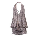 Zingj Women's Fall 2024 New Fashion Retro Dirt Sexy Hollow Back Sleeveless Buttock