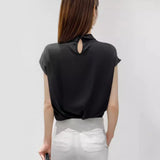And South Korea 2025 Summer New Heart Machine Details Collar Refreshing Tian Silk Mixed Spinning French Small
