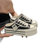 New Korean Version Of Leisure Embroidery Flowers In The Height Of The Slope And Cool Slippers Breathable Mesh Yarn Half Towing Singles