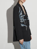Hipster Fall 2025 New Suit Collar Irregular Jeans Splicing Tassel Suit Jacket