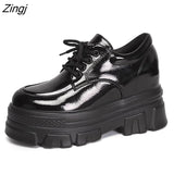 Autumn Women Platform Sneakers Chunky Ulzzang Fashion Ladies Casual Shoes Woman Leather Tenis Female White Black 6cm