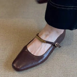 And Autumn 2025 New French Head Mary Treasure Shoes Metal Buckle Solid Flat Leather Shoes Single Shoes Single