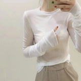 Zingj Screen Gauze Candy Color Perspective Sunscreen Clothing 2024 Summer New Apple Green Thin Long-Sleeved T-Shirt Jacket