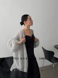 Xixi 13 Line 2025 Autumn New Black Standard Mahai Wool Hollow Knitted Open Jacket