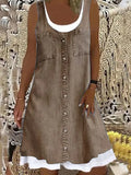 Sleeveless Stitching Printing Casual Dress